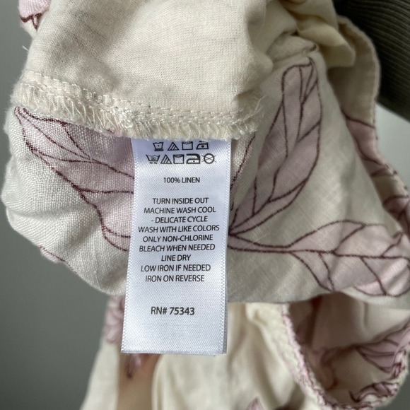 RACHEL Rachel Roy Floral Wide Leg Pants Cream Orange 100% Linen Women's Small - Picture 8 of 8